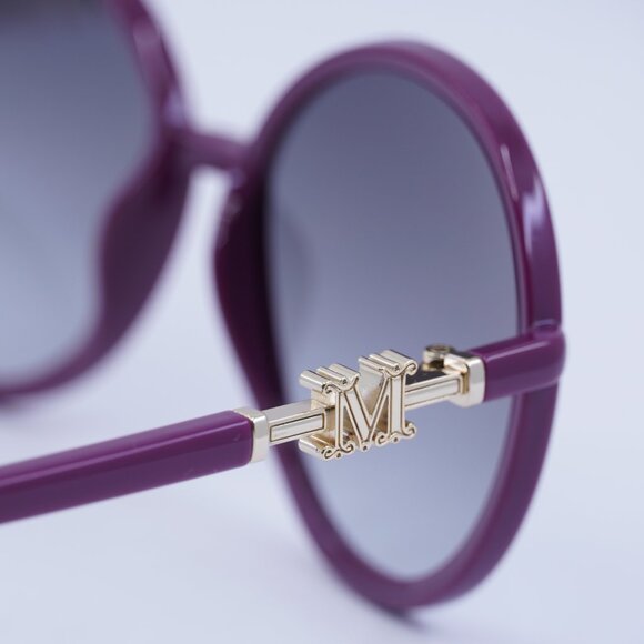 MaxMara EMME15 MM0065 75B Sunglasses Fuxia Round Frame, Smoke Lenses - Picture 10 of 11